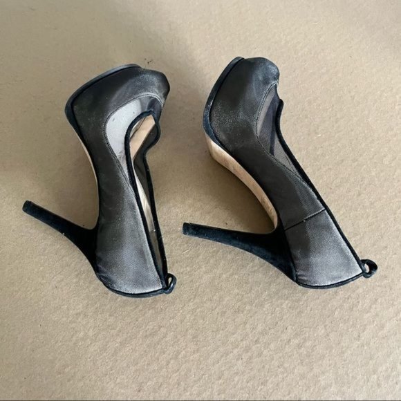 Fendi Mesh Platform Suede Heels - Picture 3 of 10